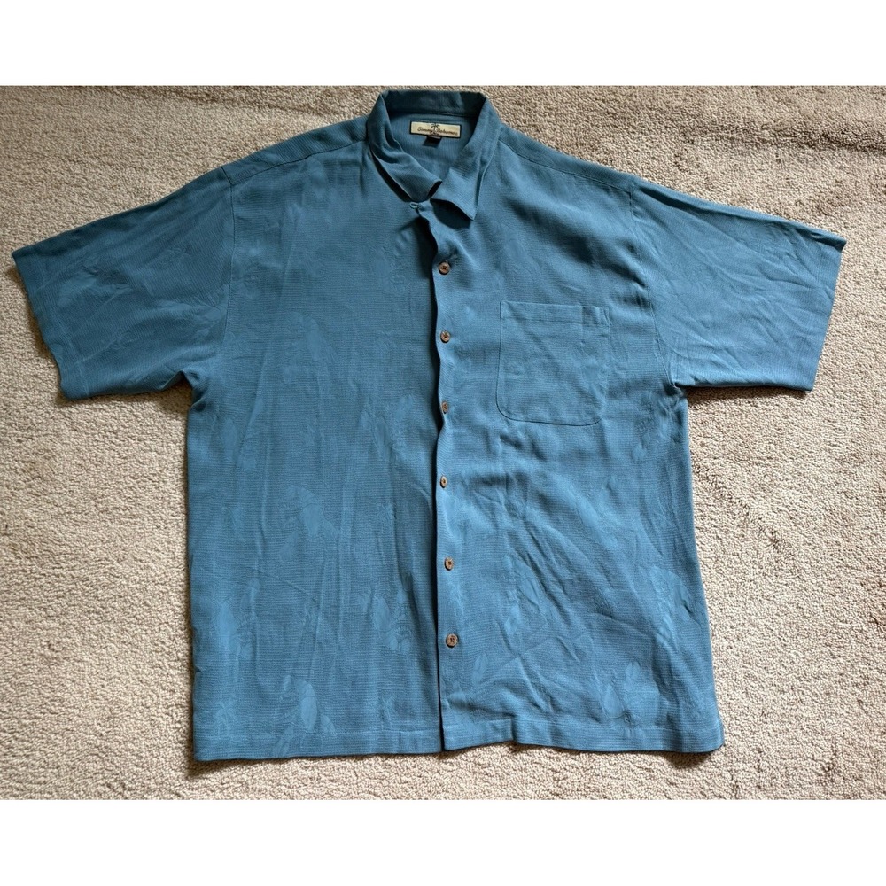 Tommy Bahama Button Down Shirt Solid With Lobster Print Size XL 100% Silk